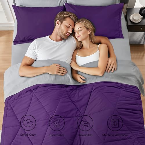 BEDELITE Queen Comforter Set 7 Pieces, Reversible Purple Bed in A Bag by BEDELITE - Used condition - Image 4