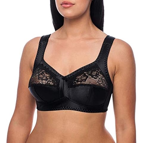 frugue Women's Plus Size Wirefree Minimizer Unlined Shiny Bra Black US 38 D Cover