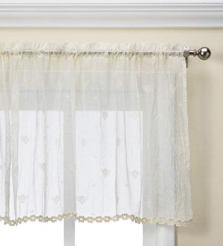Heritage Lace Bee Tier with Trim, 45 by 24", Ecru