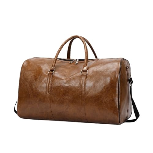 Travel Bag Travel Bag For Men Leather Shoulder Large Capacity HandBag Women Duffle Leisure Crossbody Bag Sports Pack(Brown)