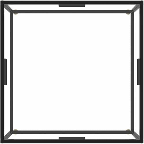 Miniatura 4 de Mesa de centro negra con vidrio templado de 31.5 x 31.5 x 13.8 pulgadas, moderna mesa de centro para sala de estar, mesa de centro para sala de