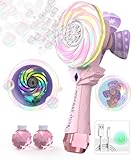 Rechargeable Bubble Wand - Bubble Machine for Kids with Color-Changing Lights & Windmill Lollipop Design - Gifts Toys Ages 3+ for Boys, Girls, Easter, Outdoor, Birthday, Party Use