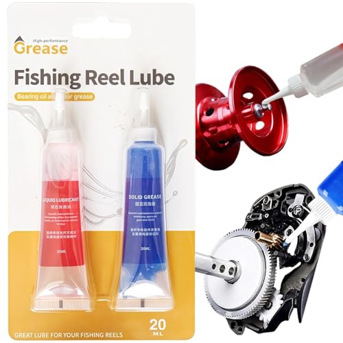 SONGMART - SONGMART 2PCS Fishing Reel Grease and Oil Kit, Fishing Reel Oil Set, Bearing Grease & Lubricant Set, Fish-ing Gear Maintenance, Waterproof & Rust-Proof, Suitable for Various Fish-ing Reels