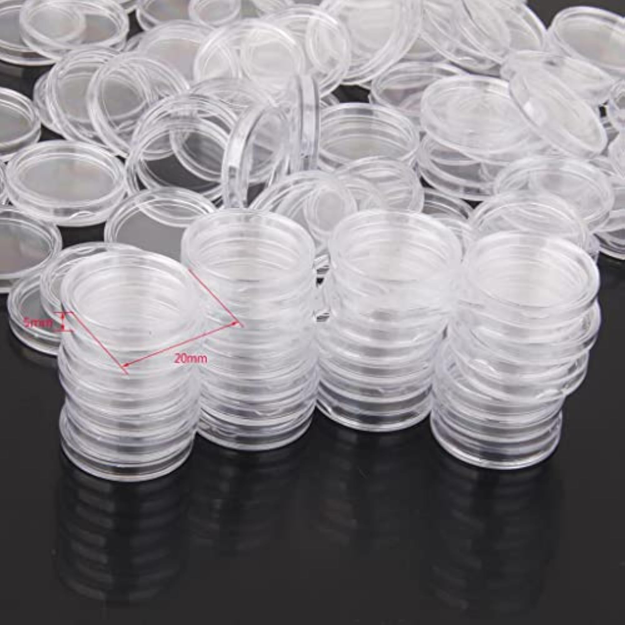 100 Coin Holder Capsules Clear Case Box