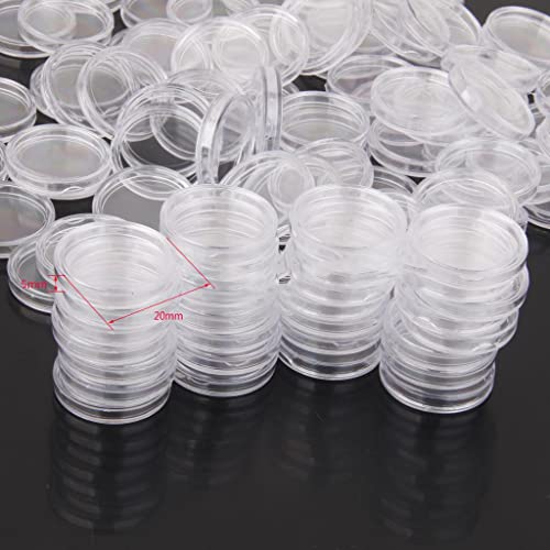 100 cápsulas redondas transparentes para monedas 22mm miniatura 3