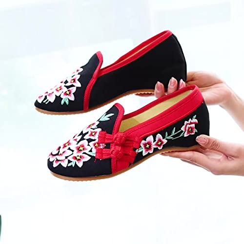 Floral Embroidered Shoes for Women Comfortable Round Toe Slip On Loafer Casual Ballet Flats Women's Handmade Flower Flat Shoes3
