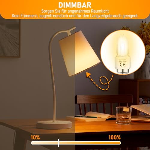 Jaenmsa Backofenlampe 40W 300 Grad E14& 2er-Pack Ofenlampe & Glühbirne Dimmbar 230V, bis 300°C Hitzebeständiges, 2700K Warmweiß für Neff Bosch Backofen Kühlschrank Mikrowelle Dunstabzugshaube