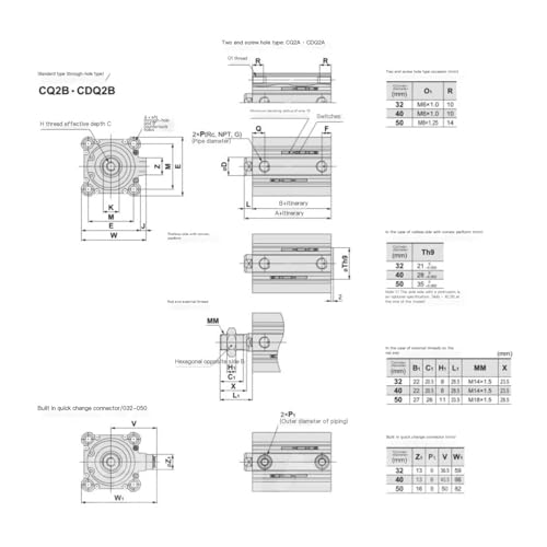 Vérins minces série CQ2B100 compacts contre les arrêts de machine - 7