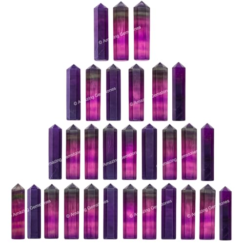 Amazing Gemstone Multi Fluorite Crystal Points Bulk Healing Crystals and Stones - Pack of 3 Single Terminated Healing Wand Point Bulk Crystals for Crafts, Crystal Grid, DIY Work - Premium Crystals