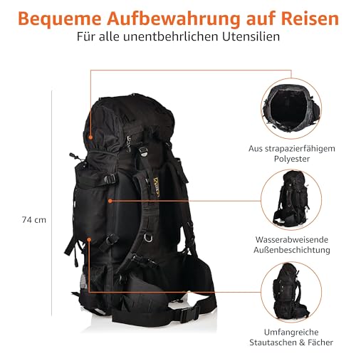 Backpacking Rucksack von Amazon Basics – Wanderrucksack mit Innenrahmen