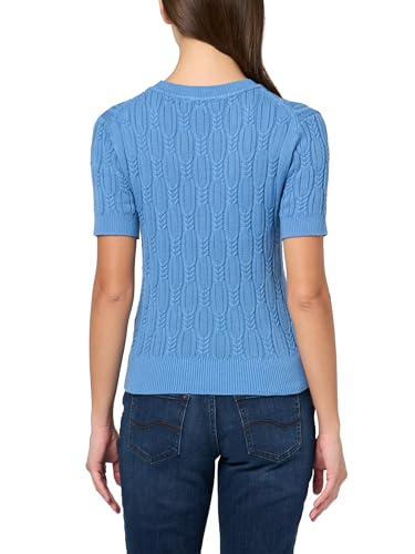 Image of Nautica Women's Short Sleeve Crew Neck Cable Solid Sweater