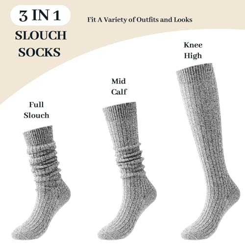 Image of Pleneal Slouchy Socks for Women Long Scrunch Sock Chunky Knit Boot Socks