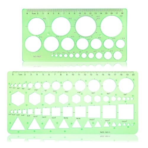 Ymapinc Circle Template for Drawing Drafting Geometric Stencils for Painting Circle/Geometric Drawing Templates Plastic Transparent Geometry Tool for School Office Supplies