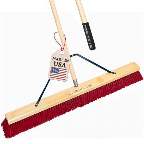 36 Soft/Fine Sweep Indoor Push Broom with 60 Handle. Ideal for Epoxy & Polished Floors. Durable American Made Steel Brackets-All Stainless Steel Hardware. No Plastic. 100% USA Made