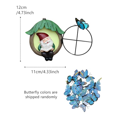 Gartenzwerg aus Kunstharz, für den Außenbereich, leuchtender Feengartenzwerg, Lesebuch, Figur und Schmetterling, Dekoration, 12 cm, leuchtender Elfenspäher, Hof, Kunstskulptur, Heimdekoration – Bild 3