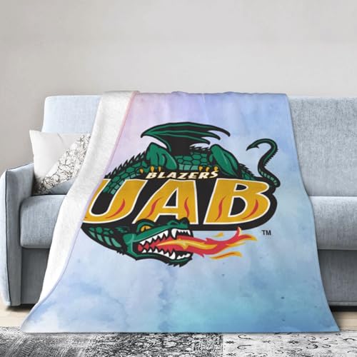 Fsugnioe UAB Blazers Logo Fleece Blanket Very Soft Microfiber Flannel Blanket for Couch Warm and Cozy for All Seasons