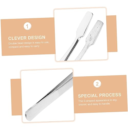 6pcs Precision Tweezers Flat Wide Tip Stamp Tweezers Stamps Documents Photo Development Collectibles, Silver, 11x0.7cm - Image 2