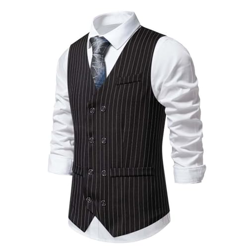 Mens Suit Vests Business Casual Dress Lightweight Vest Formal Herringbone Regular Fit Suit Double Breasted Vests
