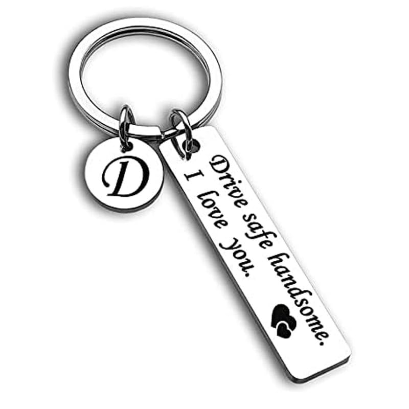 Drive Safe Keychain 26 Letters Keychain Gifts for Boyfriend Couple Husband Dad Birthday Valentines Day Gifts