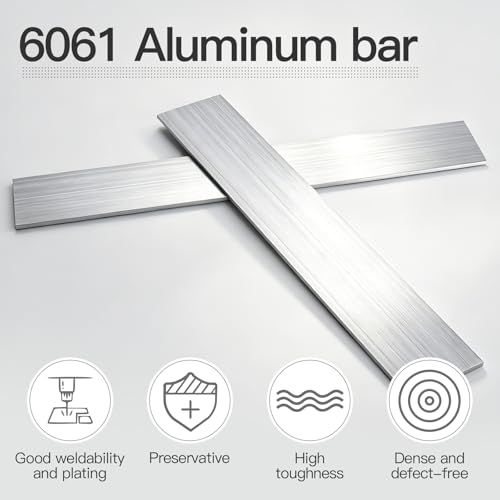 Image of 2PCS 1 /8 inch Thick x 2 inch Wide 12 inch Long 6061 Aluminum Flat Bar, T6511 Mill Stock Solid Square Aluminum Bar for Industrial, DIY and Fabrication