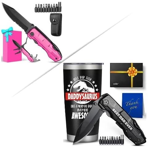 Gifts for Men Women, Pink Multitool Knife+Tumbler Multitool Knife Gift Set, Dad Gifts from Daughter Son, Birthday Gifts for Women, Anniversary, Christmas Gifts for Her, Gifts for Dad Who Wants Nothing Cover