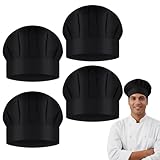 Kochmützen für Damen und Herren, verstellbar, elastisch, schwarz...