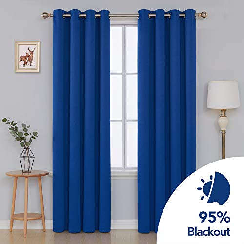 Image of Deconovo Blackout Curtain Room Darkening Panel for Bedroom or Living Room Grommet Thermal Insulated Lighting Reduce Drape 52 x 84 Inch Royal Blue 1 Panel