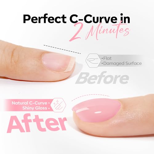 Image of modelones Builder Nail Gel, Sheer Pink Builder for Nails No Top Coat Needed, Glossy Jelly Finish Light Pink, C-Curve Sculpting, No-Wipe, 9-in-One LED Lamp Cured Color Rubber Base Gel Polish