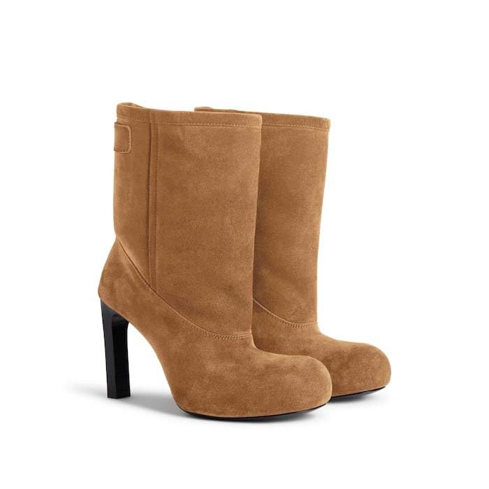 Womens High Heel Suede Snow Boots Round Toe Furry Ankle Booties Stylish Brown Winter Booties For Casual Party