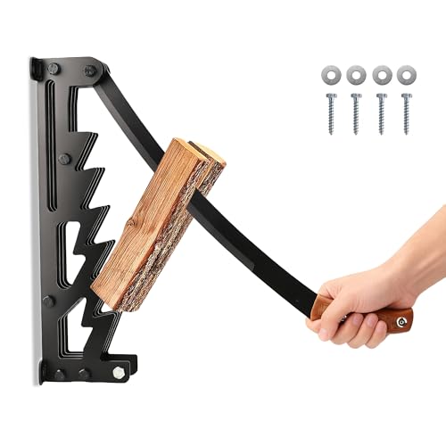 iToolMax 2026 Upgraded Wall Mounted Kindling Splitter for Firewood Carbon Steel Manual Wood Log Splitter with Safety Screw Wood Splitting Tools for Indoor & Outdoor