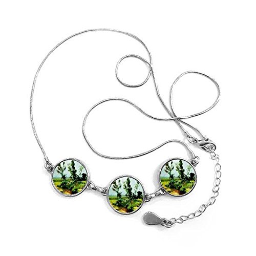 Collier pendentif rond paysage abstrait peinture huile bijou pour femme