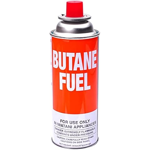 Iwatani BU-6 CassetteFeu Butane Fuel Canister For Butane Stove & Torch Refills, 8-Ounce Corporation of America BU-6 Butane Fuel Canister for Portable Butane Stove, Red Cover