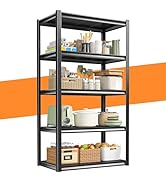 「※最終値下げ】REIBII メタルラック 幅80cm×奥行42cm×高さ183cm スチールラック 棚 ラック ホワイト 5段 スチールシェルフ 業務用 家庭用 鋼板 高耐荷重180kg/段 組立簡単 高さ調整可能 ネジなし ゴムハンマー 手袋が付属 大容量 物置 作業台 倉庫 ガレージ Amazon｜REIBII メタルラック 幅80cm×奥行42cm×高さ183cm スチール