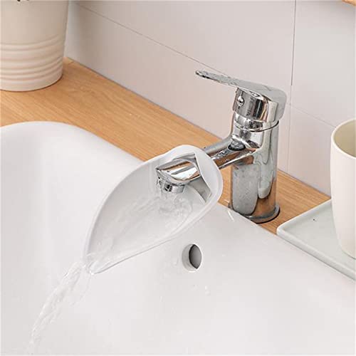 Image of Portable Silicone Bathroom Sink Faucet Extender - Splash Reducing Hand Washing Helper for Toddlers, Kids, and Children, Faucet Cover Extension Attachment (Grey)