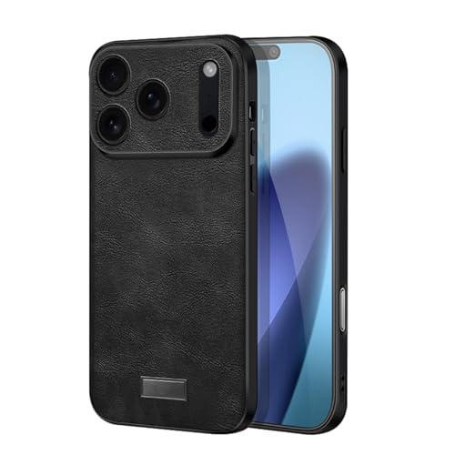 Coque en cuir rétro iPhone 17 Air étui antichoc avec protection objectif intégrée noir