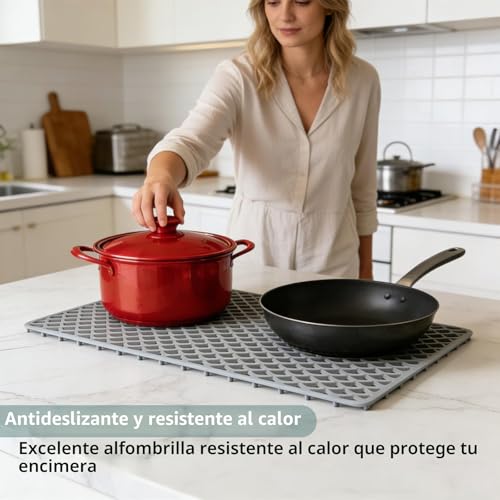 Miniatura 5 de Xingch Alfombrilla De Silicona Para Fregadero, Alfombrilla Protectora Para Fregadero De Cocina, Almohadillas De Silicona Antideslizantes Y Que Drenan El Agua Para Fregaderos Gris