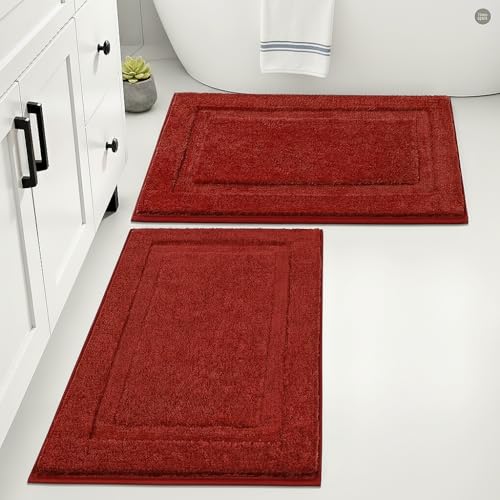SHACOS Soft Microfiber Burgundy Red Bathroom Rugs Sets 2 Pieces 32x20 inch