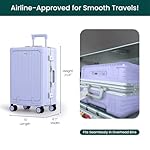 Nobl Travel Carry On Luggage, Noble Zipperless Aluminum Frame PC Hard Shell Suitcase, 20.8"x15"x8.7" Airline Approved, 360° Spinner Wheels, TSA Locks, USB Charging Port, Cup & Phone Holder - Lavender - Image 4