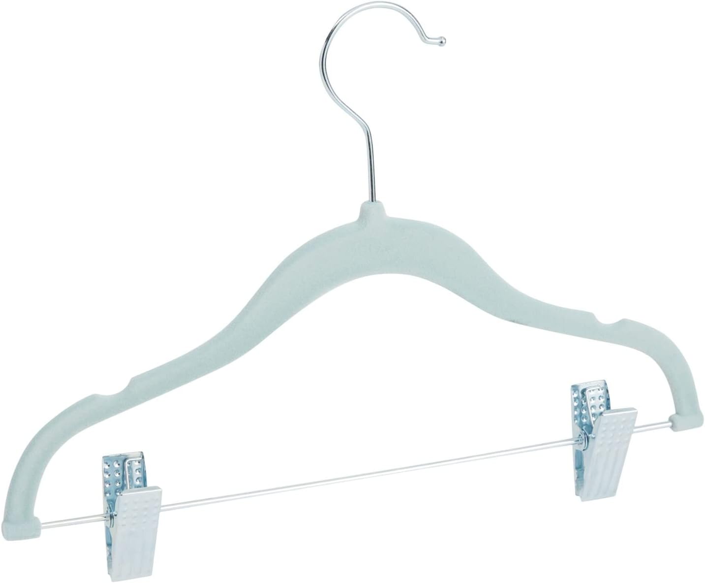 Juvale 24-Pack Light Blue Velvet Hangers - Kid Hangers with Clips - 360 Degree Swivel Hook & Space-Saving Design - 12 x 8 in, Light Blue - Image 9