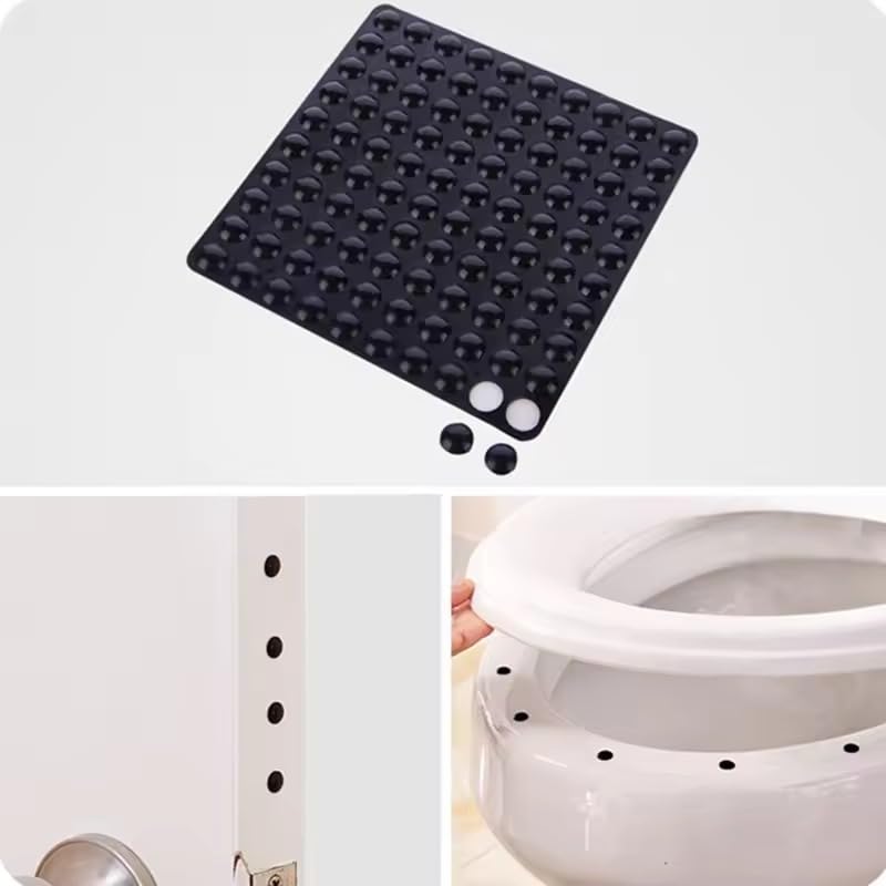 DROPOSALE Square Door Handle Bumper Self-Adhesive Geometry Wall Protector Knob Shield Rubber Buffer Crash Pads Door Stoppers for Furniture Glass Table Home Office White Pack (100, Black) 1