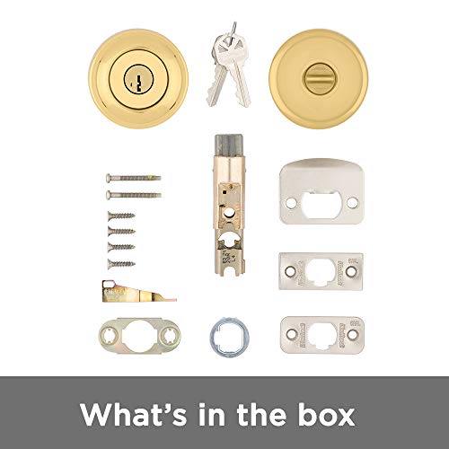 Kwikset Juno Keyed Entry Door Knob With Microban Antimicrobial Protection Featuring Smartkey Security In Polished Brass #TOP4