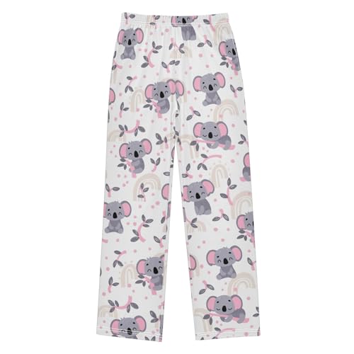 Lovely Koala Rainbow Boys Long Pants Soft Trousers Elastic Waist Kids Lounge Bottoms with Pockets S-XL