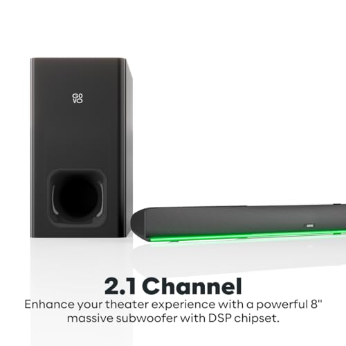 Image of GOVO GoSurround 960W | 550Watt Sound bar, 2.1 Channel Home Theatre, 8 inch subwoofer, HDMI, Opt, AUX, USB & Bluetooth, 4 Equalizer Modes, Stylish Remote & LED Display (Black)