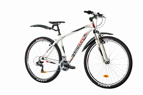 Miniatura 2 de Multibrand Velotec Pro Bicicleta De Montaña De Aluminio 29 Pulgadas, 21 Velocidades, V-Brake, Unisex, Adecuada Para 175 190 Cm Blanco Con Rojo Y Negro