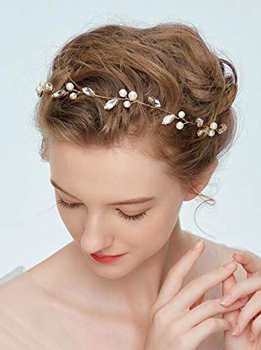BERYUAN Serre-tête argenté en forme de feuille de cristal pour femme - Accessoire de cheveux de mariage - Cadeau pour sa fête - Pour mariée, demoiselle d'honneur (argent) Cover