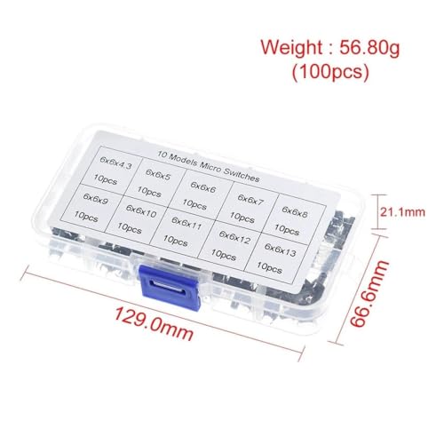 Interruptor botón táctil micro 6x6 llave dip 4p para reparación electrónica 100 piezas 5