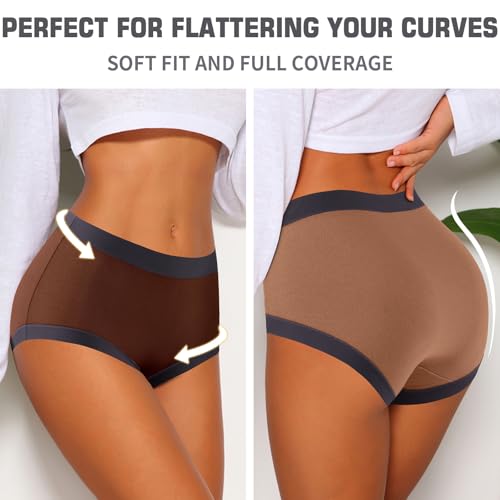 Image of Eiggam Women's Cotton Bikini Panties,High-Cut Full Coverage Stretch Cool Underwear for Women