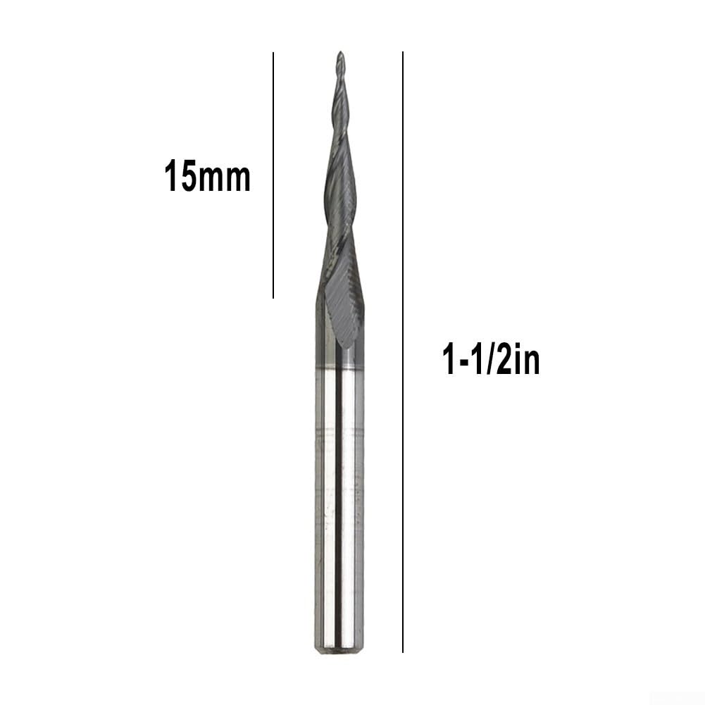 CNC Router Bit, Radius 0.25mm CNC Engraving Tool Carving Bit 1/8 Shank Ball Nose End Mill CNC Carbide Ball Nose Tapered End Mill