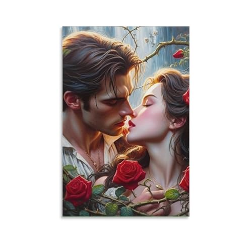 DHBANEIOK Beso romántico Cuadro En Lienzo Cuadro Decorativo Pinturas Murales Pintura Poster Impresiones De Lienzo Para Dormitorio Salon Poster De 24x36inch(60x90cm)