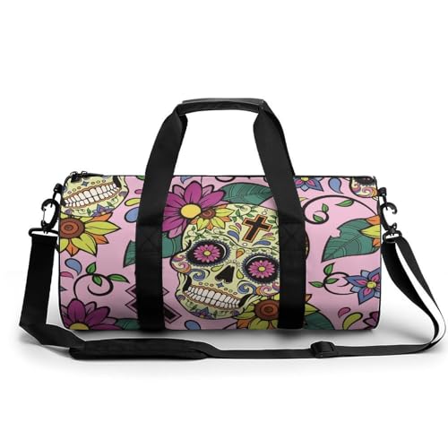 Duffel bag tête de mort en fleur 45cm au motif floral unique et audacieux